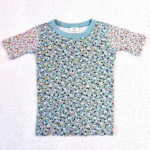 Hanna Andersson Kids Floral Pajama Top Blue Pink Organic Cotton Size 10 140cm